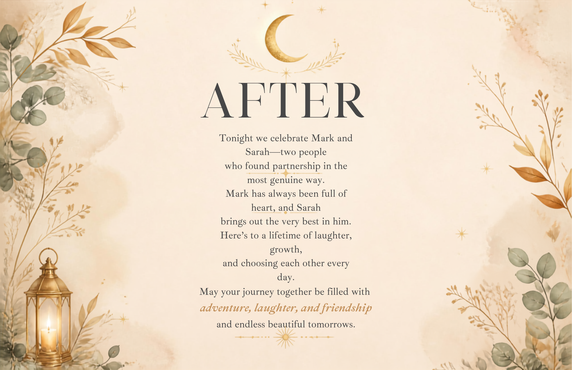 After: a polished wedding toast by Crafted Words Creative